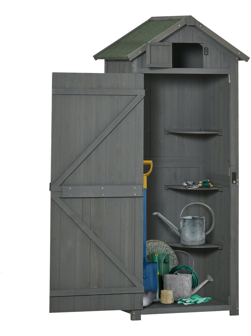 Armoire de jardin 3 étagères 2 portes loquets bois sapin Gris - Kiabi