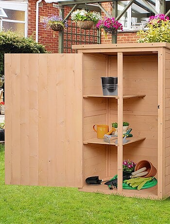 Armoire de jardin porte verrouillable 2 étagères bois sapin