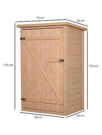 Armoire de jardin porte verrouillable 2 étagères bois sapin