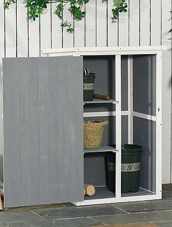 Armoire de jardin porte verrouillable 2 étagères bois sapin