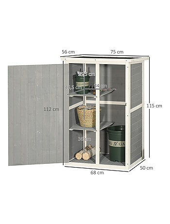 Armoire de jardin porte verrouillable 2 étagères bois sapin