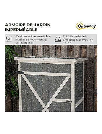 Armoire de jardin porte verrouillable 2 étagères bois sapin