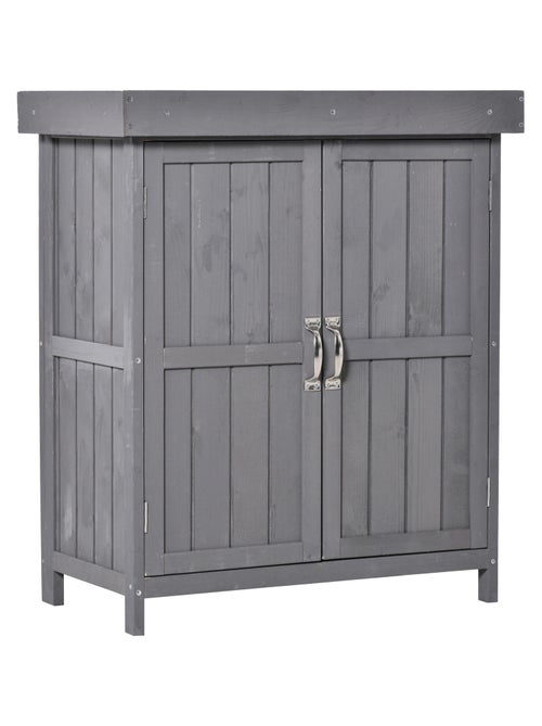 Armoire de jardin sur pied 2 portes étagère toit bitumé relevable - Kiabi