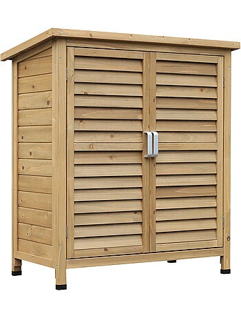 Armoire de jardin sur pied portes persiennes bois sapin autoclave vert