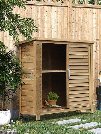 Armoire de jardin sur pied portes persiennes bois sapin autoclave vert