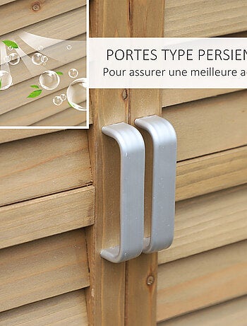 Armoire de jardin sur pied portes persiennes bois sapin autoclave vert