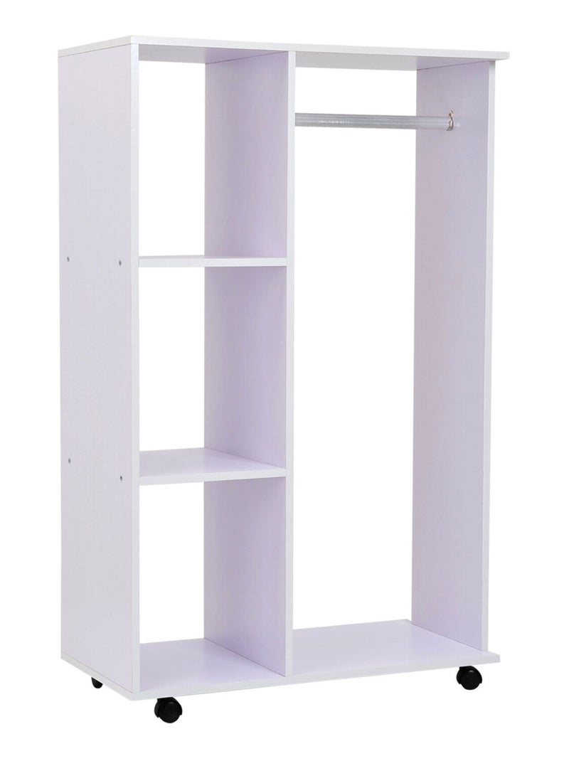 Armoire de rangement penderie à roulettes Blanc Blanc - Kiabi