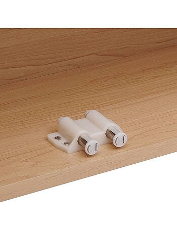 Armoire de salle de bain 2 portes avec miroir effet bois clair LIORA - Beige