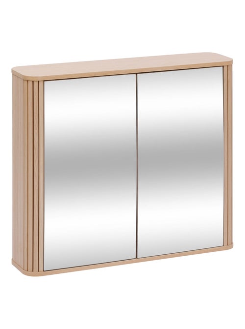 Armoire de salle de bain 2 portes avec miroir effet bois clair LIORA - Beige - Kiabi