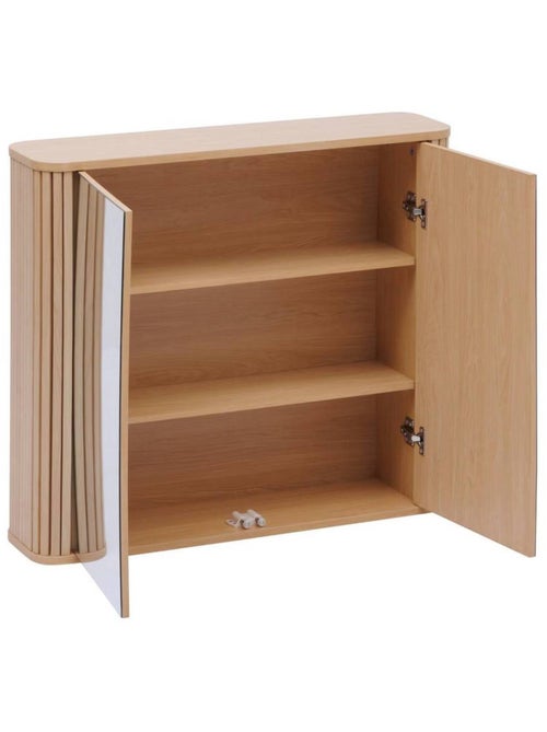 Armoire de salle de bain 2 portes avec miroir effet bois clair LIORA - Beige - Kiabi