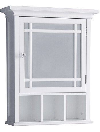 Armoire de salle de bain en effet bois avec étagères ouvertes, 62cm