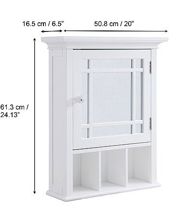 Armoire de salle de bain en effet bois avec étagères ouvertes, 62cm