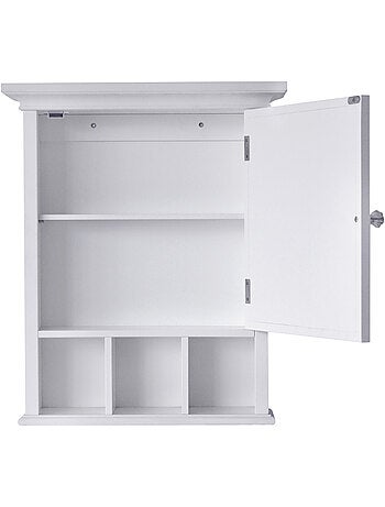 Armoire de salle de bain en effet bois avec étagères ouvertes, 62cm