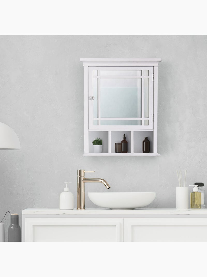 Armoire de salle de bain en effet bois avec étagères ouvertes, 62cm Blanc - Kiabi