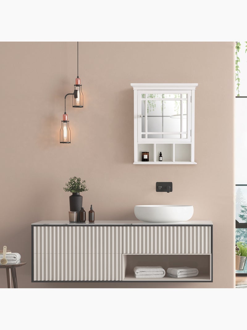 Armoire de salle de bain en effet bois avec étagères ouvertes, 62cm Blanc - Kiabi