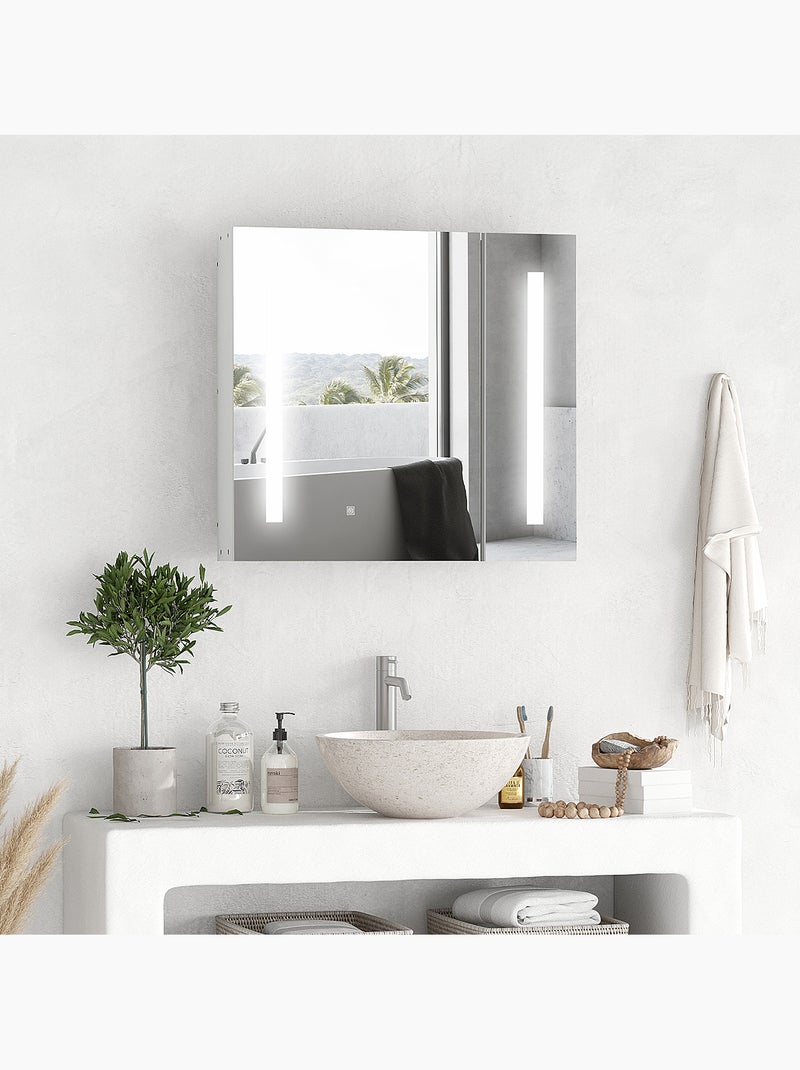 Armoire de toilette miroir lumineux led 2 portes 3 niv. Blanc Blanc Blanc - Kiabi