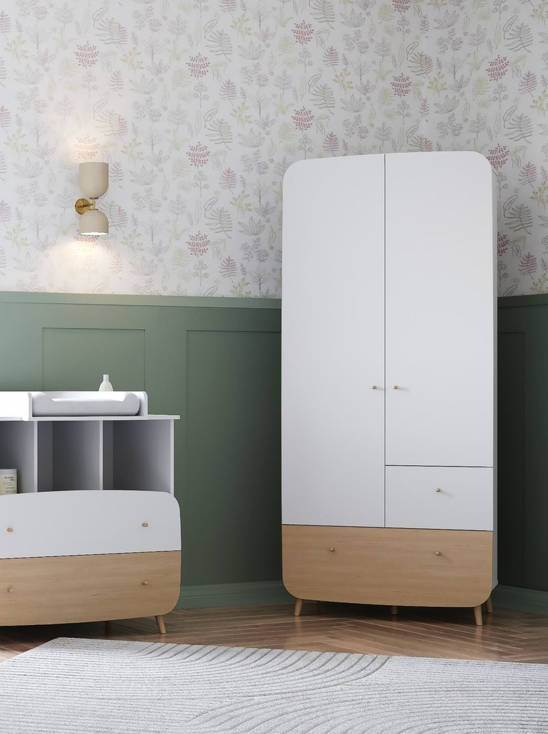 Armoire en bois 2 portes et 2 tiroirs Blanc - Kiabi