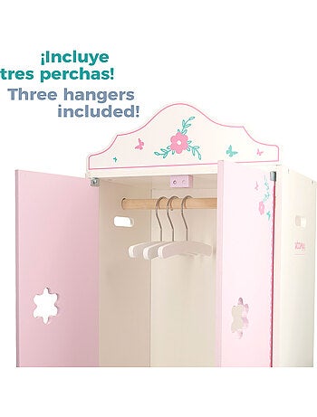 Armoire en bois pour poupée avec cintres woomax