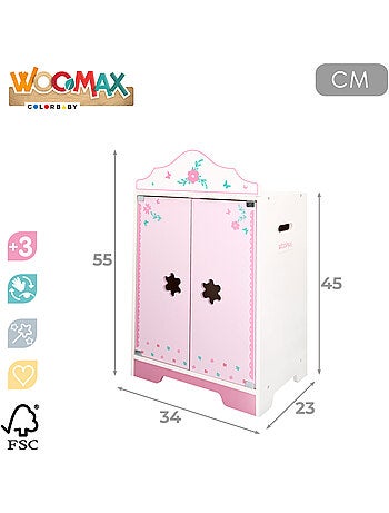 Armoire en bois pour poupée avec cintres woomax