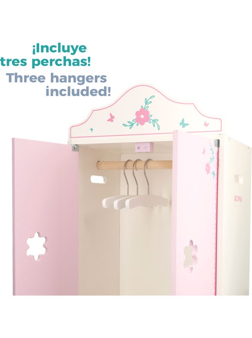 Armoire en bois pour poupée avec cintres woomax - Kiabi