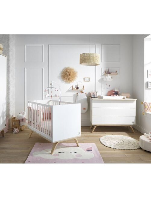 Armoire bébé 2 portes en bois - BABYPRICE - Blanc Gris - Kiabi