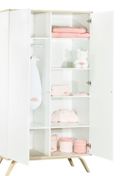 Armoire enfant 2 portes 209x102x56cm en bois blanc - SAUTHON - Kiabi