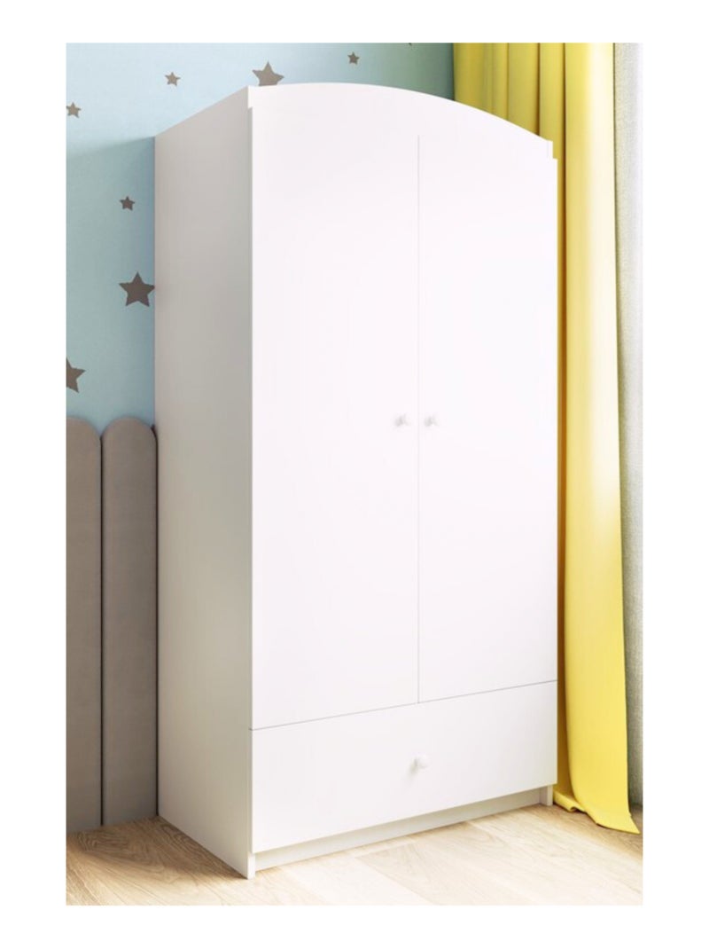 Armoire enfant 2 portes et 1 tiroir Blanc - Kiabi