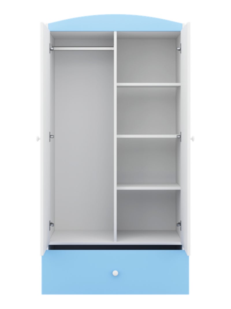 Armoire enfant 2 portes et 1 tiroir Bleu clair - Kiabi