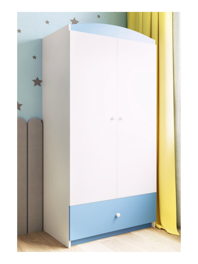 Armoire enfant 2 portes et 1 tiroir Bleu clair - Kiabi