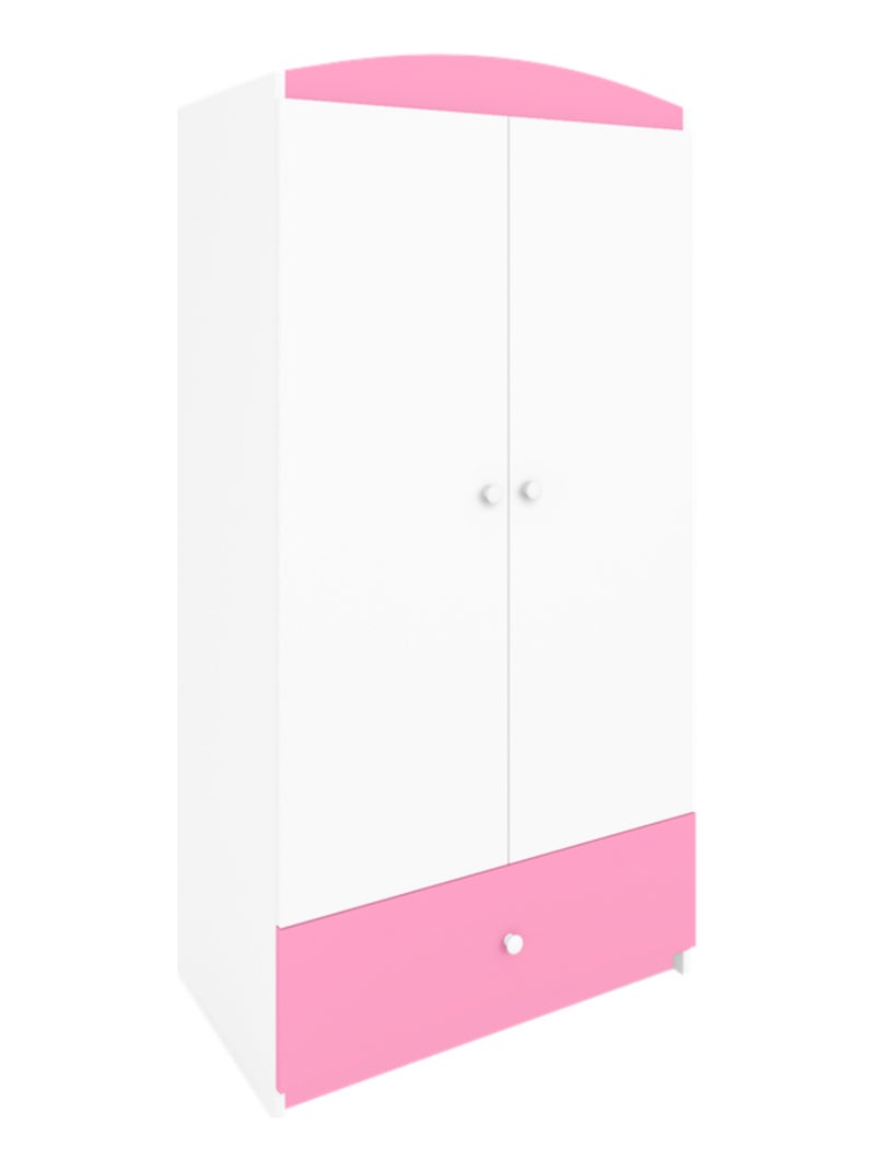 Armoire enfant 2 portes et 1 tiroir Rose clair - Kiabi