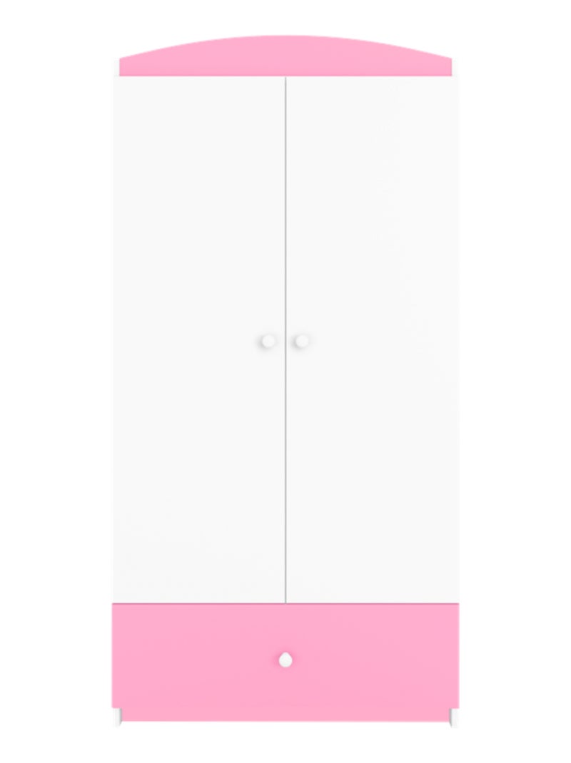 Armoire enfant 2 portes et 1 tiroir Rose clair - Kiabi