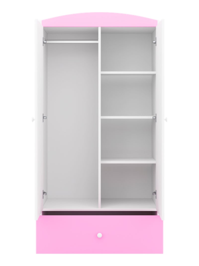 Armoire enfant 2 portes et 1 tiroir Rose clair - Kiabi