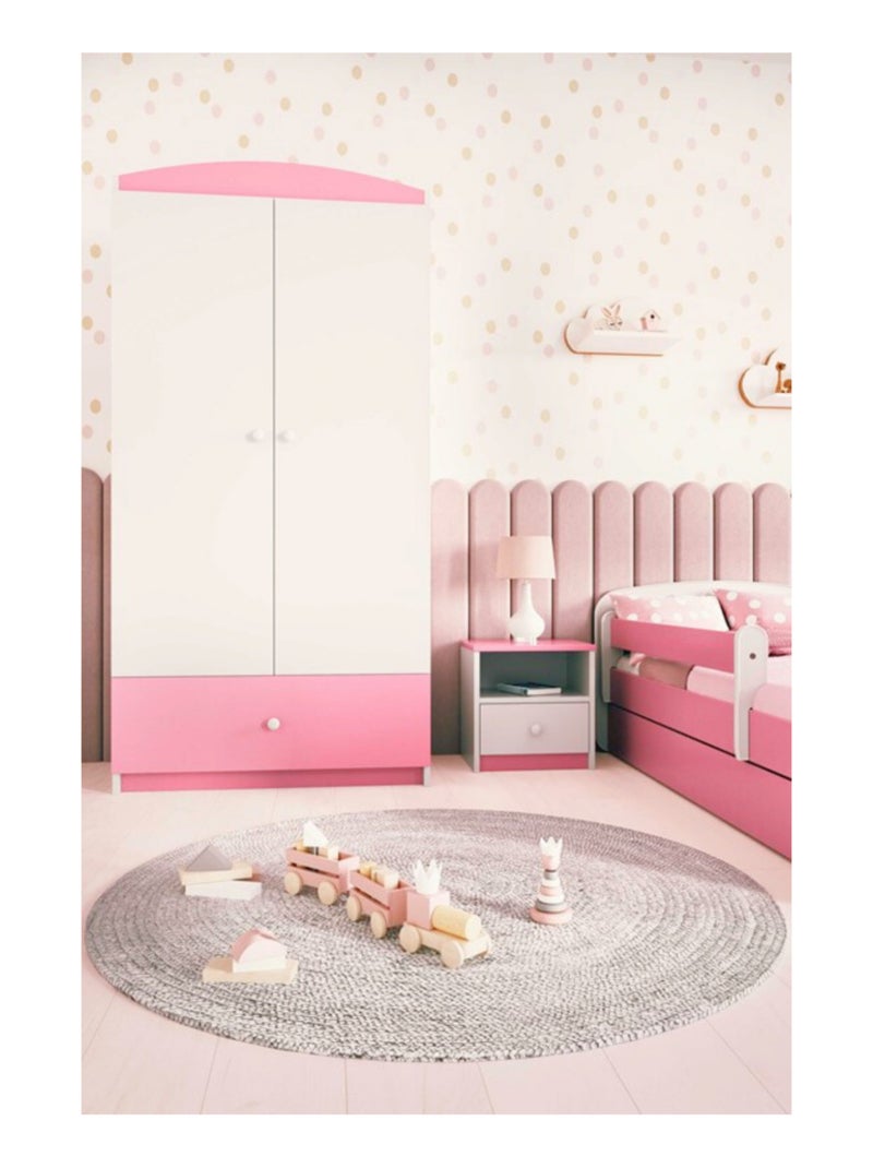 Armoire enfant 2 portes et 1 tiroir Rose clair - Kiabi