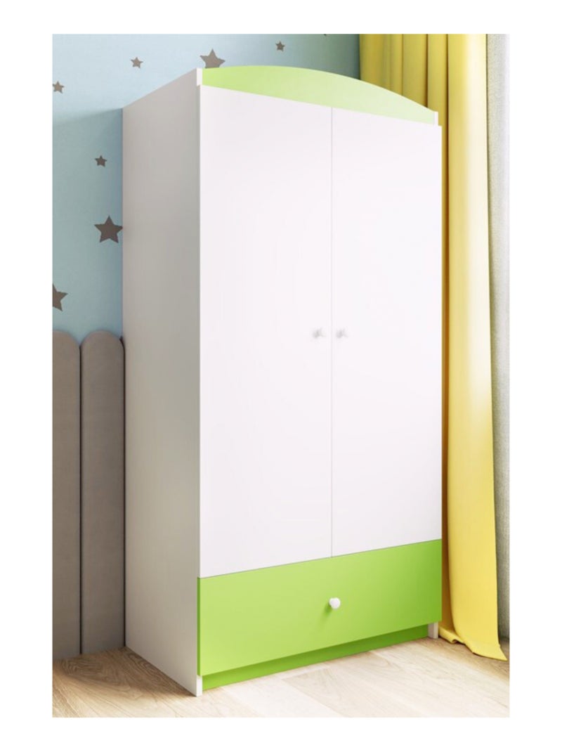 Armoire enfant 2 portes et 1 tiroir Vert d'eau - Kiabi