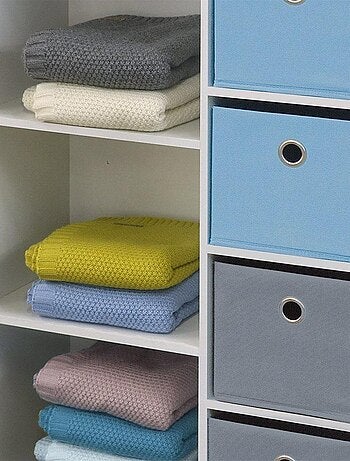 Armoire enfant 3 niches 4 tiroirs bleu gris Happy