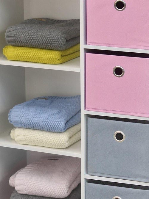 Armoire enfant 3 niches 4 tiroirs rose gris Happy - Kiabi