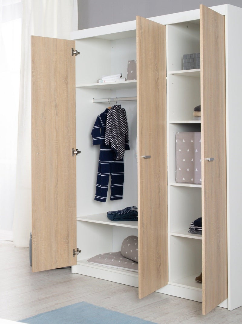 Armoire enfant 3 portes à fermeture douce 'Gabriella' ROBA Blanc Marron - Kiabi