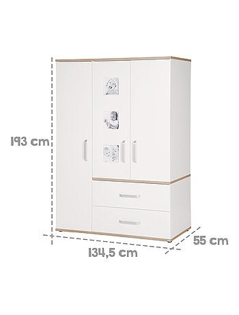 Armoire enfant 3 portes et 2 tiroirs 'Pia' ROBA