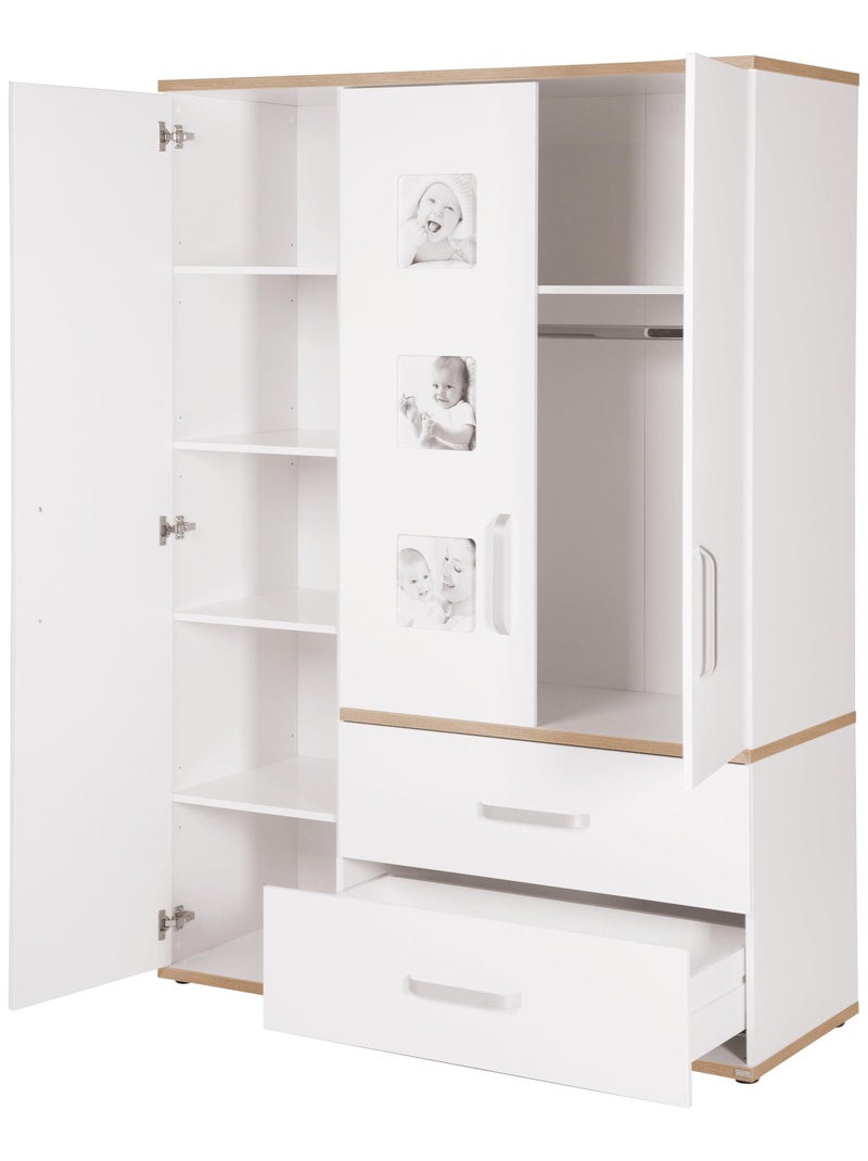 Armoire enfant 3 portes et 2 tiroirs 'Pia' ROBA Blanc - Kiabi