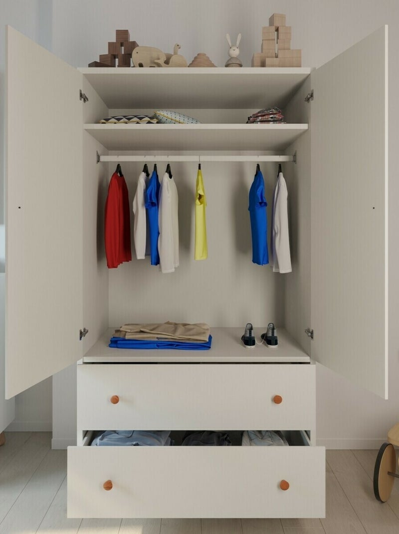 Armoire enfant Gabby - AKITEN RETAIL Blanc Marron - Kiabi