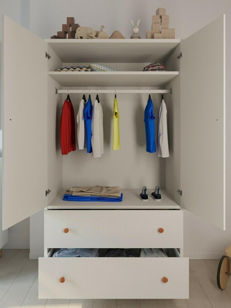Armoire enfant Gabby - AKITEN RETAIL Blanc Marron - Kiabi