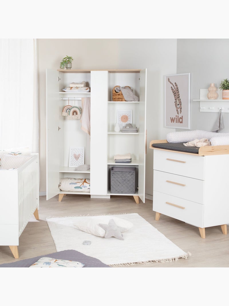 Armoire enfant minimaliste 2,5 portes avec rangements et penderie Leon Roba Blanc - Kiabi