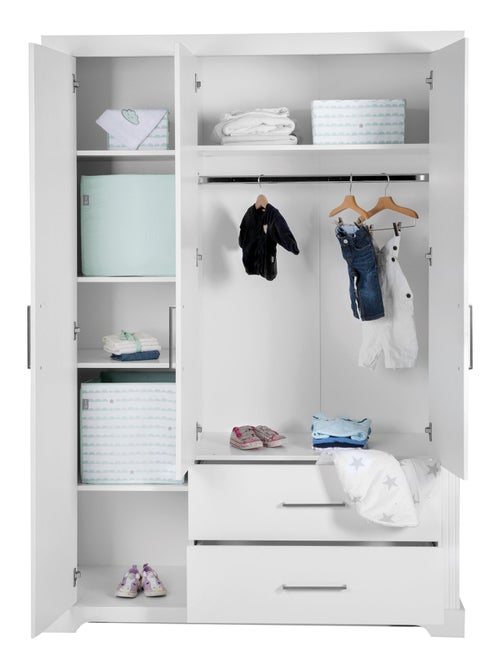 Armoire enfant rustique 3 portes 2 tiroirs 'Maxi' ROBA - Kiabi Armoire enfant rustique 3 portes 2 tiroirs 'Maxi' ROBA - Kiabi