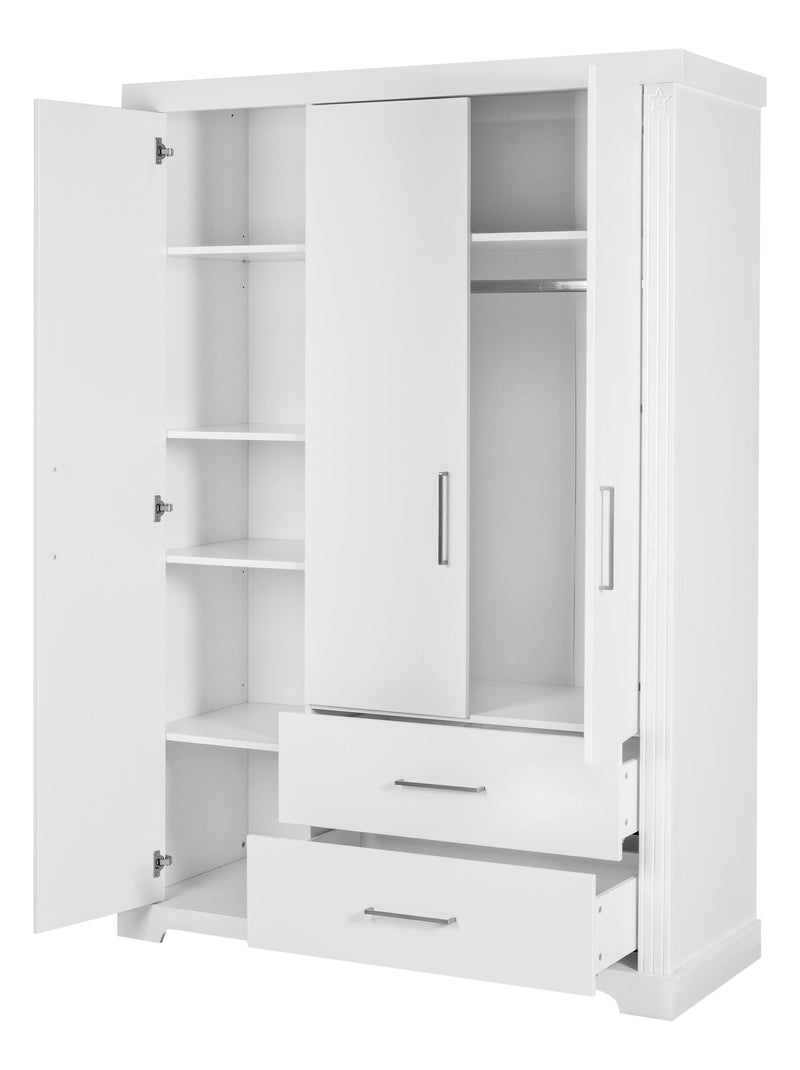 Armoire enfant rustique 3 portes 2 tiroirs 'Maxi' ROBA Blanc - Kiabi