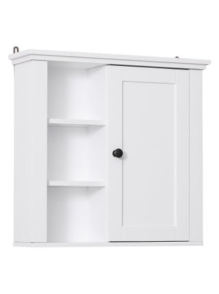 Armoire haute murale 1 porte 3 niches latérales blanc