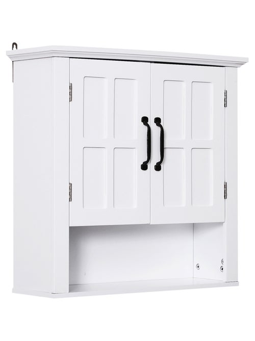 Armoire haute murale 2 portes 2 étagères niche blanc - Kiabi Armoire haute murale 2 portes 2 étagères niche blanc - Kiabi