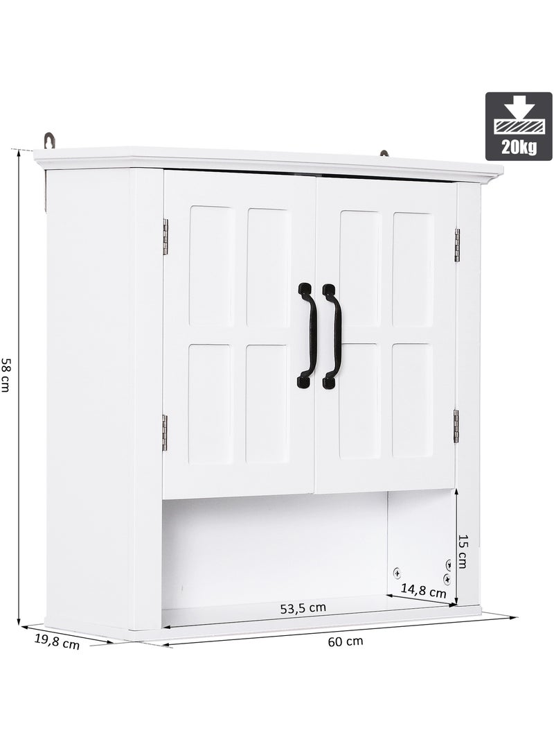 Armoire haute murale 2 portes 2 étagères niche blanc Blanc Blanc - Kiabi