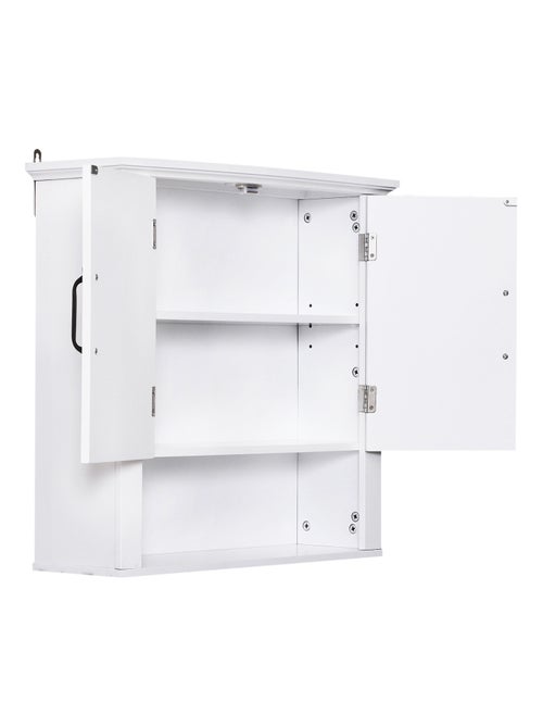 Armoire haute murale 2 portes 2 étagères niche blanc - Kiabi Armoire haute murale 2 portes 2 étagères niche blanc - Kiabi