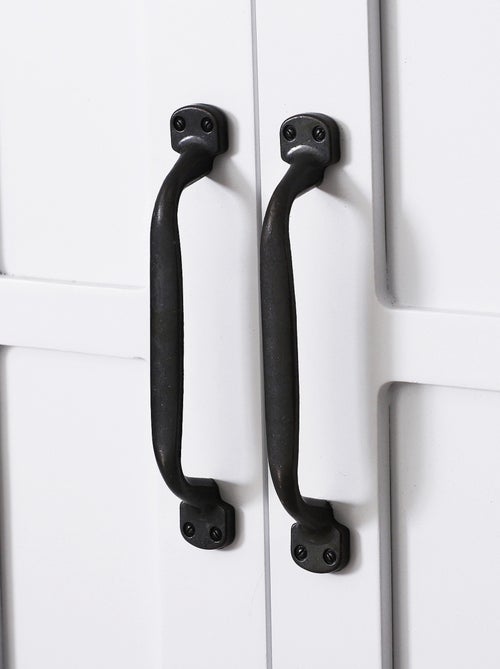 Armoire haute murale 2 portes 2 étagères niche blanc - Kiabi Armoire haute murale 2 portes 2 étagères niche blanc - Kiabi