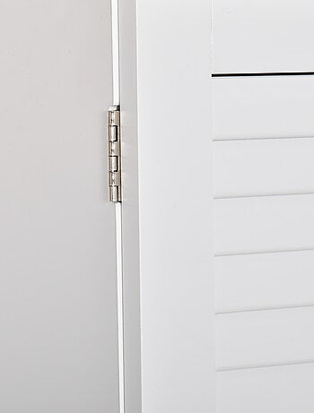 Armoire haute murale 2 portes persiennes avec étagère blanc